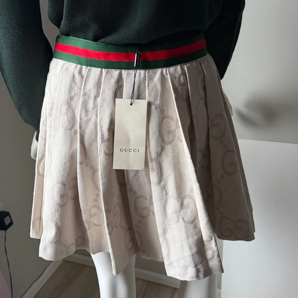 GG inspired pleated mini skirt/skort NEW! 28”waist
 w /red/green belt - Picture 10 of 16